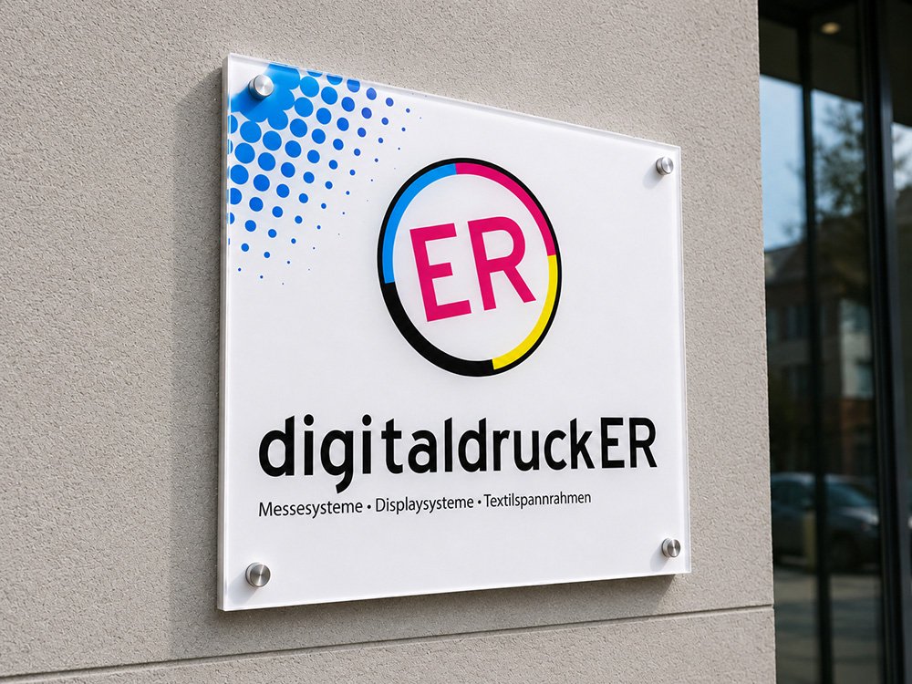 Bedruckte Acrylglasplatte als Werbeschild