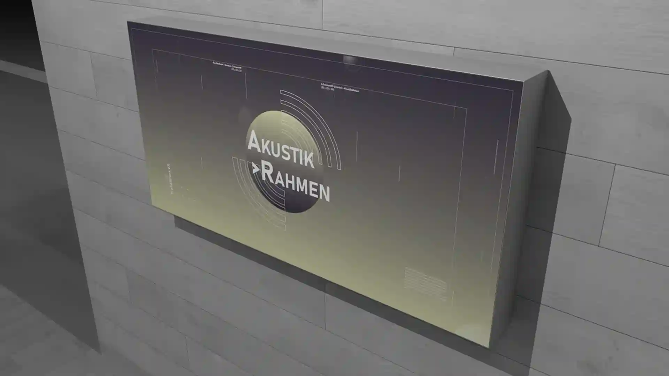 Akustikrahmen Wandmontiert geschlossen - mit Banner