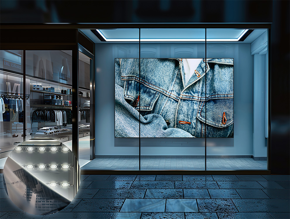 Textilspannrahmen in Geschaeft Anwendungsbeispiel 