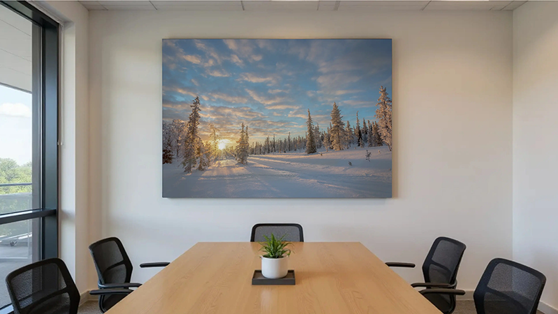 Textilspannrahmen in Buero Anwendungsbeispiel 